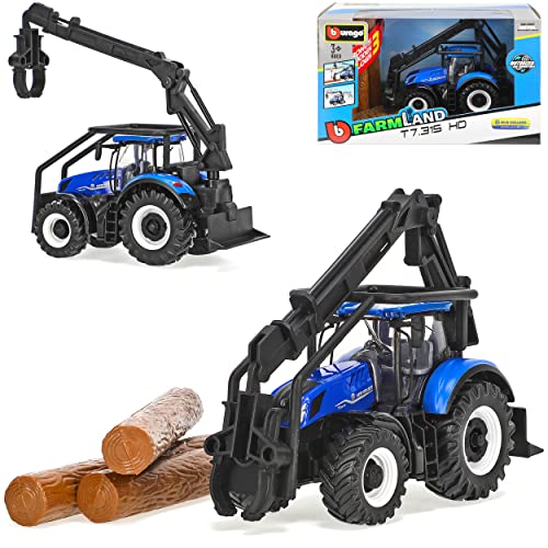 alles-meine.de GmbH New Holland T7 315 HD Traktor mit Frontlader und Holzscheite Landwirtschaft 1/32 Burago Modell Auto mit individiuellem Wunschkennzeichen alles-meine.de GmbH New Holland T7 315 HD Traktor mit Frontlader und Holzscheite Landwirtschaft 1/32 Burago Modell Auto mit individiuellem Wunschkennzeichen von alles-meine.de GmbH