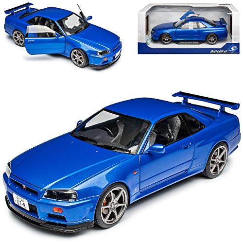 alles-meine.de GmbH Nisan Skyline R34 GT-R Coupe Blau 1998-2002 1/18 Solido Modell Auto mit individiuellem Wunschkennzeichen von alles-meine.de GmbH