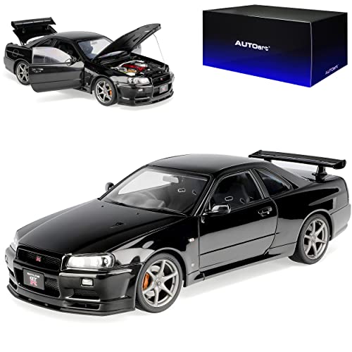 alles-meine.de GmbH Nisan Skyline R34 GT-R V-Spec II Coupe Schwarz 1998-2002 77407 1/18 AutoArt Modell Auto mit individiuellem Wunschkennzeichen von alles-meine.de GmbH