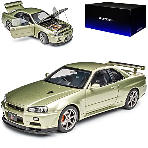 alles-meine.de GmbH Nisan Skyline R34 GT-R V-Spec II NUR Coupe Millenium Jade 1998-2002 77404 1/18 AutoArt Modell Auto mit individiuellem Wunschkennzeichen von alles-meine.de GmbH