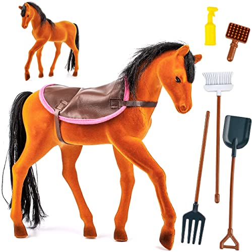 Pferd/Spielzeugpferd + Zubehör Verschiedene Modelle & Größen wählbar großes Pferd - 30 cm hoch passend für Barbie Puppen - Steffi Love - LOL Surprise .. von alles-meine.de GmbH