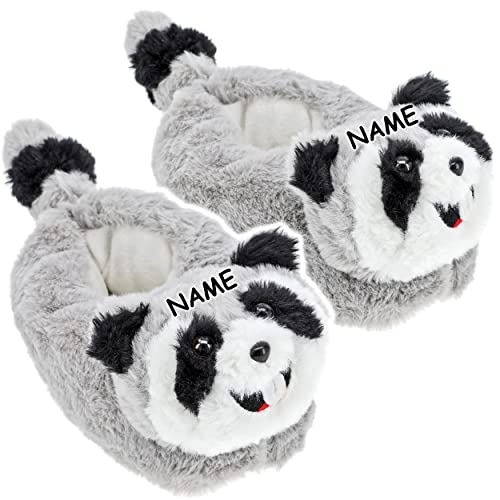 alles-meine.de GmbH Plüsch Hausschuhe Design & Größe wählbar z.B. Waschbär/Biber - Größe 20-47 EU inkl. Name - schön warm Kuschel - für Kinder & Erwachsene - ABS So.. von alles-meine.de GmbH