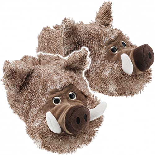 alles-meine.de GmbH Plüsch Hausschuhe Design & Größe wählbar z.B. Wildschwein - Größe 20-47 EU schön warm Kuschel - für Kinder & Erwachsene - ABS Sohle rutschfest - P.. von alles-meine.de GmbH