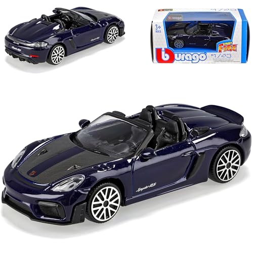 alles-meine.de GmbH Porsche 718 Boxster Typ 982 Spyder RS Dunkel Blau AB 2016 1/43 Burago Modell Auto mit individiuellem Wunschkennzeichen von alles-meine.de GmbH