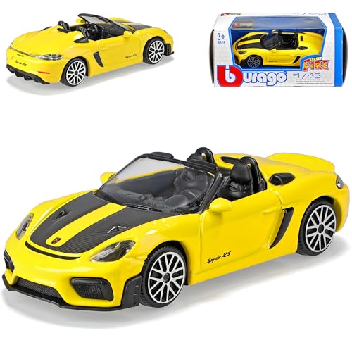 alles-meine.de GmbH Porsche 718 Boxster Typ 982 Spyder RS Gelb AB 2016 1/43 Burago Modell Auto mit individiuellem Wunschkennzeichen von alles-meine.de GmbH