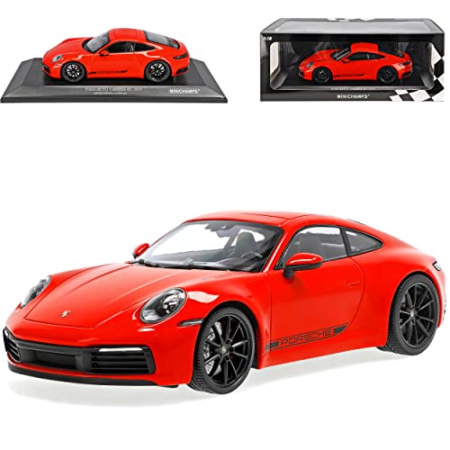 Porsche 911 992 4S Coupe Rot Orange Neue Generation Ab 2019 1/18 Minichamps Modell Auto mit individiuellem Wunschkennzeichen von alles-meine.de GmbH