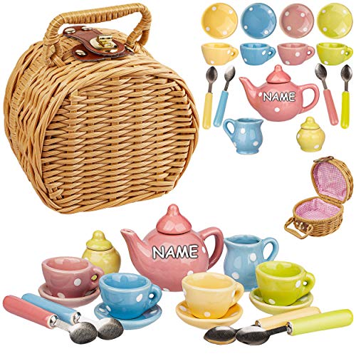 alles-meine.de GmbH Puppenküche - Geschirr & Zubehör Verschiedene Modelle wählbar 18 TLG. großes Set Picknick Korb - Puppengeschirr/Kaffeeservice & Teeservice - Bunte Pun.. von alles-meine.de GmbH
