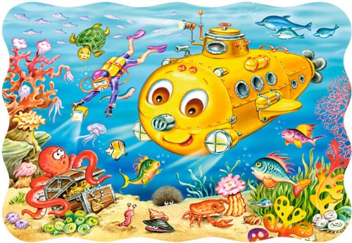 alles-meine.de GmbH Puzzle 30 Teile - U-Boot mit Fischen, Taucher und Schatztruhe - Unterwasser - Kinderpuzzle für Kinder - Schildkröte Fisch Delfin von alles-meine.de GmbH