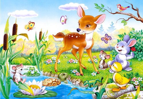 alles-meine.de GmbH Puzzle 60 Teile - REH - Rehkitz - Kinderpuzzle für Kinder - Tiere im Wald Tier Hasen Blumen Schmetterlinge von alles-meine.de GmbH