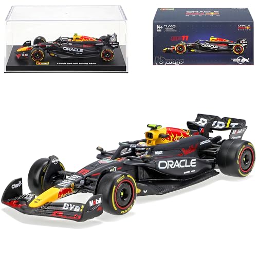 alles-meine.de GmbH Red Bull RB20 Sergio Perez Nr 11 Saison Formel 1 2024 mit Sockel und Vitrine 1/43 Burago Modell Auto mit individiuellem Wunschkennzeichen von alles-meine.de GmbH