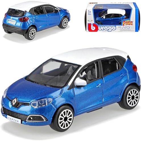 alles-meine.de GmbH Renautl Captur I Blau mit Dach in Weiss 1. Generation 2013-2019 1/43 Burago Modell Auto mit individiuellem Wunschkennzeichen von alles-meine.de GmbH