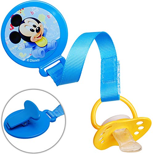 Schnullerkette/Schnullerhalter - mit Clip & Stoffband - Disney - Mickey Mouse - BPA frei - Klett - blau Kette - Stoff - Schnuller - Spielzeughalter/Schnul.. von alles-meine.de GmbH