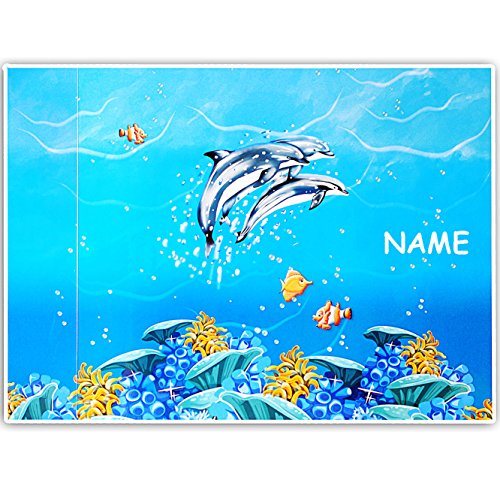 alles-meine.de GmbH Schreibtischunterlage/Unterlage - Delfine & Fische - Unterwasserwelt - incl. Name - 50 cm * 39 cm - abwaschbar - Tischunterlage/Knetunterlage/Bastel.. von alles-meine.de GmbH