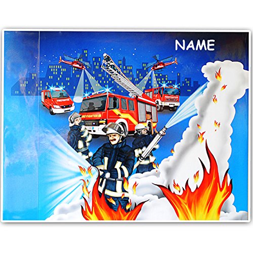 alles-meine.de GmbH Schreibtischunterlage/Unterlage - Feuerwehr & Feuerwehrmann - incl. Name - 50 cm * 39 cm - abwaschbar - Tischunterlage/Knetunterlage/Bastelunterlage.. von alles-meine.de GmbH