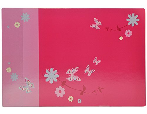 alles-meine.de GmbH Schreibtischunterlage Blumen pink 60 cm * 40 cm - PVC Unterlage/Knetunterlage/Schreibunterlage/Tischunterlage Blume rosa geblümt Schmetterling von alles-meine.de GmbH