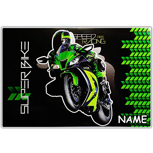 alles-meine.de GmbH Schreibtischunterlage Motorrad - inkl. Name - 60 cm * 40 cm - PVC Unterlage/Knetunterlage/Schreibunterlage/Tischunterlage R 1 Motorräder Bike von alles-meine.de GmbH