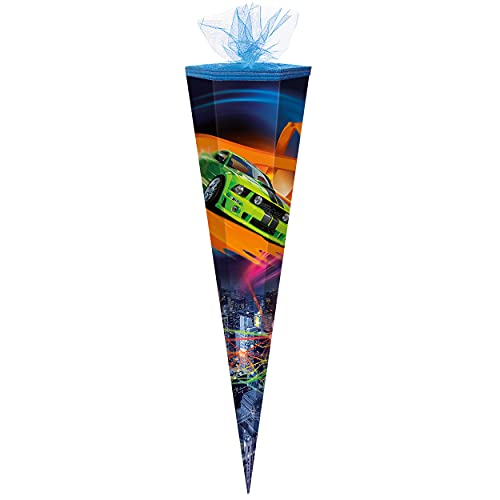 alles-meine.de GmbH Schultüte - Auto - Rennauto/Sportwagen - 50 cm - rund - Tüllabschluß - Zuckertüte - mit/ohne Kunststoff Spitze - Markneukirchen - Jungen Junge - Fahrzeuge.. von alles-meine.de GmbH