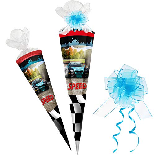 alles-meine.de GmbH Schultüte - Auto - Sportwagen/Rennwagen - Rennauto/Motorsport - 50 cm - 6 - eckig - incl. Schleife - Tüllabschluß - Zuckertüte - mit/ohne Kunststoff SPI.. von alles-meine.de GmbH