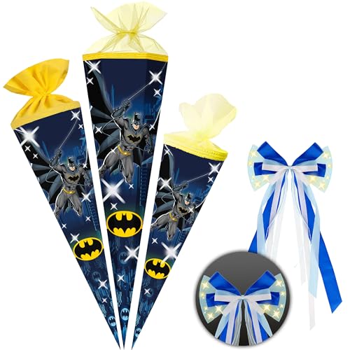 alles-meine.de GmbH Schultüte - Batmann - 35-85 cm - Größe wählbar - Spitze wählbar - inkl. LED LICHT - Schleife - Zuckertüte - Tüll - oder Filzabschluß - eckig/rund - klein .. von alles-meine.de GmbH