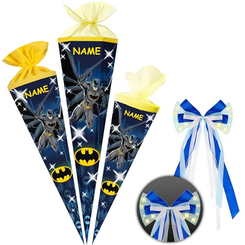 alles-meine.de GmbH Schultüte - Batmann - 35-85 cm - Größe wählbar - Spitze wählbar - inkl. Name + LED LICHT - Schleife - Zuckertüte - Tüll - oder Filzabschluß - eckig/rund -.. alles-meine.de GmbH Schultüte - Batmann - 35-85 cm - Größe wählbar - Spitze wählbar - inkl. Name + LED LICHT - Schleife - Zuckertüte - Tüll - oder Filzabschluß - eckig/rund -.. von alles-meine.de GmbH