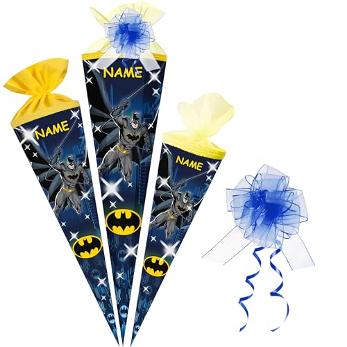 alles-meine.de GmbH Schultüte - Batmann - 35-85 cm - Größe wählbar - Spitze wählbar - inkl. Name + Tüll Schleife - Zuckertüte - Tüll - oder Filzabschluß - eckig/rund - klein .. von alles-meine.de GmbH