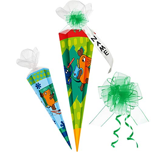 alles-meine.de GmbH Schultüte - Die Sendung mit der Maus - 50 cm - 6 eckig - incl. individueller Schleife - mit Namen - Tüllabschluß - Zuckertüte - mit/ohne Kunststoff Spitze -.. von alles-meine.de GmbH