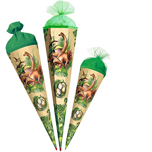 alles-meine.de GmbH Schultüte - Dinosaurier/Dino 35-85 cm Größe wählbar mit/ohne Holzspitze - Zuckertüte - Zubehör - komplette Füllung - Zuckertüte - Tüllabschluß/F.. von alles-meine.de GmbH