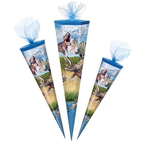 alles-meine.de GmbH Schultüte - Dinotopia - Dinosaurier - Tyrannosaurus Rex - 50 cm - rund - mit Tüllabschluß - Zuckertüte - mit/ohne Kunststoff Spitze - Markneukirchen - f.. von alles-meine.de GmbH