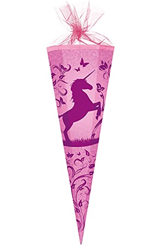 Schultüte - Einhorn & Blumenranken - 70 cm - Filzabschluß - Zuckertüte - Nestler - mit/ohne Kunststoff Spitze - für Mädchen - Pferd - Einhörner/Blumen.. von alles-meine.de GmbH