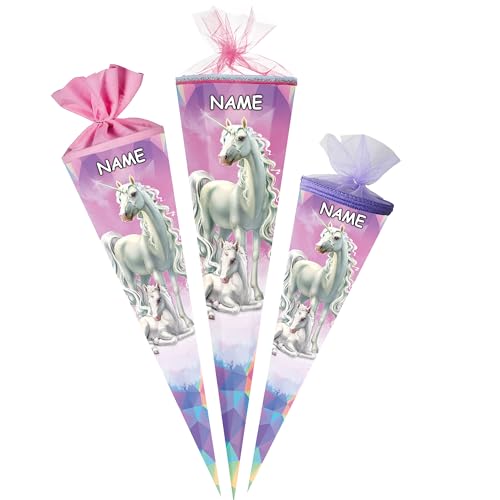 alles-meine.de GmbH Schultüte - Einhorn & Fohlen 35-100 cm Größe wählbar inkl. Name - Zuckertüte - Tüllabschluß/Filzabschluß - eckig/rund - Mädchen - klein & groß - G.. von alles-meine.de GmbH