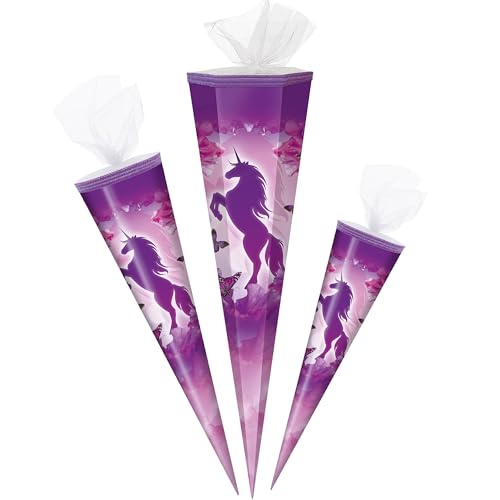 alles-meine.de GmbH Schultüte - Einhorn & Schmetterling - lila violett - 50 cm - rund - Tüllabschluß - Zuckertüte - mit/ohne Kunststoff Spitze - Markneukirchen - Jungen Mädchen.. von alles-meine.de GmbH