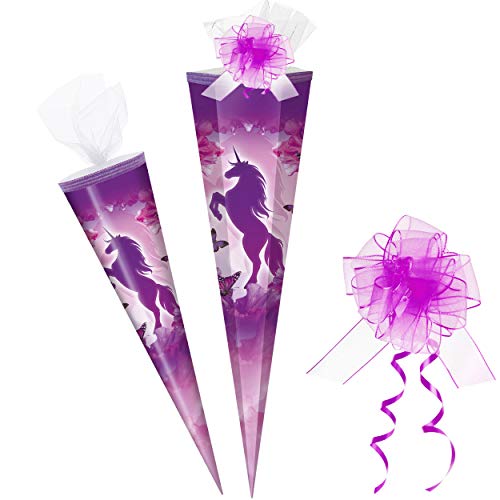 alles-meine.de GmbH Schultüte - Einhorn & Schmetterling - lila violett - 50 cm - rund - incl. Schleife - Tüllabschluß - Zuckertüte - mit/ohne Kunststoff Spitze - Markneukirchen.. von alles-meine.de GmbH