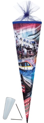 Schultüte - Eisenbahn 35 cm - mit Tüllabschluß - Zuckertüte ALLE Größen rund Lok von alles-meine.de GmbH