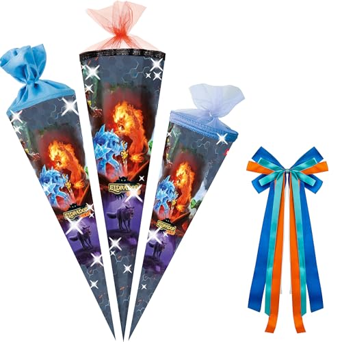 alles-meine.de GmbH Schultüte - Eldrador Creatures 2-35 - 85 cm - Größe wählbar - Spitze wählbar - inkl. Bänder Schleife - Zuckertüte - Tüll - oder Filzabschluß - eckig/rund .. von alles-meine.de GmbH