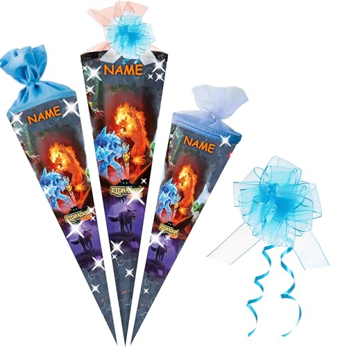 alles-meine.de GmbH Schultüte - Eldrador Creatures 2-35 - 85 cm - Größe wählbar - Spitze wählbar - inkl. Name + Tüll Schleife - Zuckertüte - Tüll - oder Filzabschluß - eckig / .. von alles-meine.de GmbH