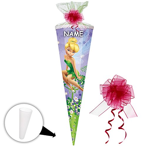 alles-meine.de GmbH Schultüte - Fairies - Fee Tinkerbell - 22 bis 100 cm - eckig - incl. Name und Schleife - Organza - Blumenabschluß - Zuckertüte - mit/ohne Kunststoff Spitze .. von alles-meine.de GmbH