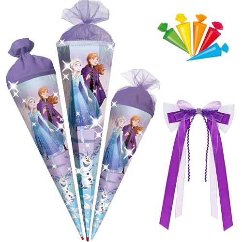 alles-meine.de GmbH Schultüte - Frozen - die Eiskönigin - ELSA & Anna - 35-100 cm - Größe wählbar - Holzspitze wählbar - inkl. Schleife + 5 kleine Zuckertüten - Zuckertüte - Tü.. von alles-meine.de GmbH