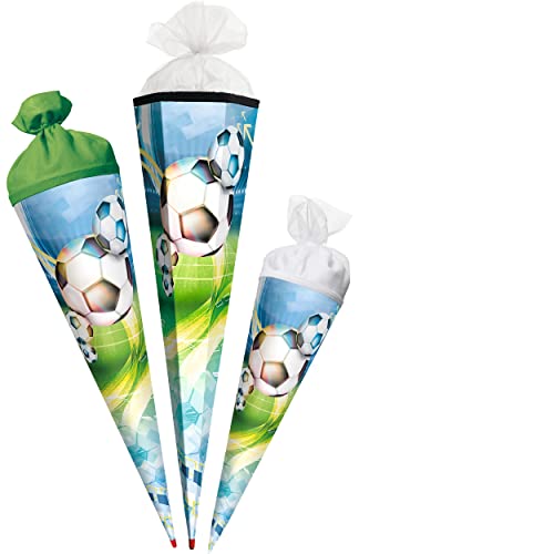 alles-meine.de GmbH Schultüte - Fußball 35-100 cm Größe wählbar mit/ohne Holzspitze - Zuckertüte - Zubehör Spitze - Zuckertüte - Tüllabschluß/Filzabschluß - eckig/r.. von alles-meine.de GmbH