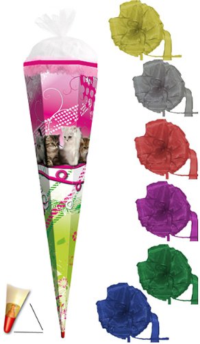 Schultüte - Kätzchen 35 cm - incl. Schleife mit Tüllabschluß - Zuckertüte Roth rund Schultüte - Kätzchen 35 cm - incl. Schleife mit Tüllabschluß - Zuckertüte Roth rund von alles-meine.de GmbH