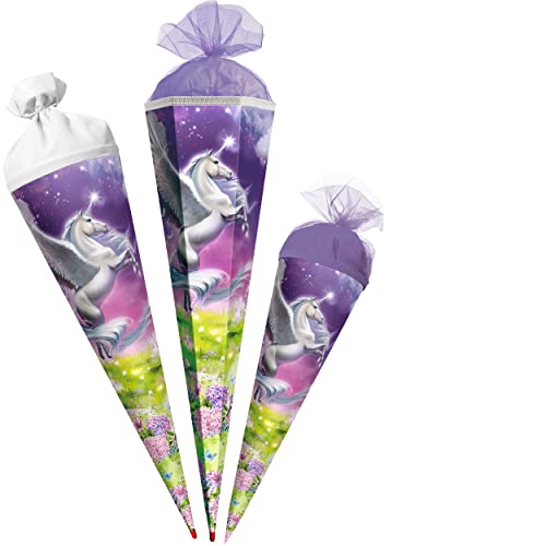alles-meine.de GmbH Schultüte - Magic Pegasus/Einhorn 35-85 cm Größe wählbar Zubehör Spitze - Zuckertüte - Tüllabschluß/Filzabschluß - eckig/rund - Mädchen - klein .. von alles-meine.de GmbH