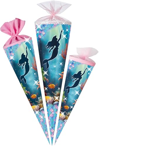 alles-meine.de GmbH Schultüte - Meerjungfrau - 35-85 cm - Größe wählbar - Spitze wählbar - Zuckertüte - Tüll - oder Filzabschluß - eckig/rund - klein & groß - Geschenktüte - .. von alles-meine.de GmbH