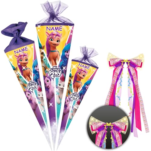 alles-meine.de GmbH Schultüte - Mein kleines Pony - 70-85 cm - Größe wählbar - Spitze wählbar - inkl. Name + LED LICHT - Schleife - Zuckertüte - Tüll - oder Filzabschluß - ecki.. von alles-meine.de GmbH