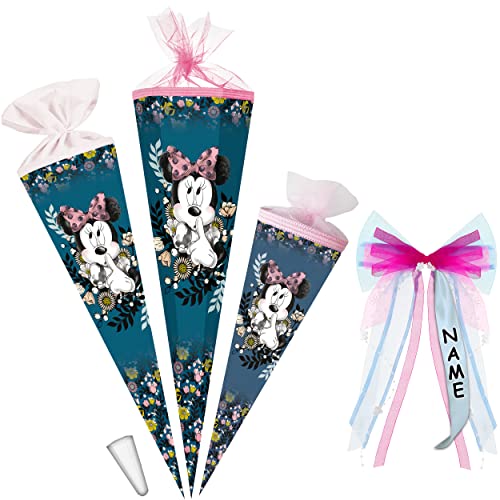 alles-meine.de GmbH Schultüte - - Minnie Mouse 35-85 cm Größe wählbar + Kunstoff Spitze + Schleife - Tüllabschluß/Filzabschluß - eckig/rund - Mädchen - klein & groß -.. von alles-meine.de GmbH