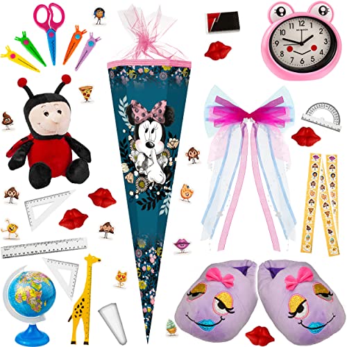 alles-meine.de GmbH Schultüte - - Minnie Mouse 35-85 cm Größe wählbar inkl. komplette Füllung + Bänder Schleife + Kunststoff Spitze - Zuckertüte - Tüllabschluß/Filzabsc.. von alles-meine.de GmbH