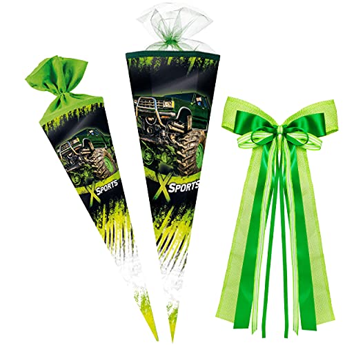 alles-meine.de GmbH Schultüte - Monstertruck - Fahrzeuge/X-Sports - Truck - 85 cm - eckig - incl. große 3-D Effekt Schleife - Tüllabschluß - Zuckertüte - mit/ohne Kunst.. von alles-meine.de GmbH