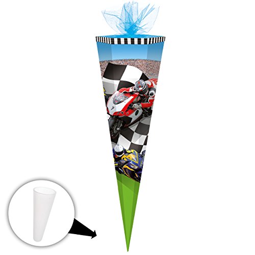 alles-meine.de GmbH Schultüte - Motorrad - Motorsport - Biker - 50 cm - rund - mit Tüllabschluß - Zuckertüte - mit/ohne Kunststoff Spitze - Markneukirchen - Jungen - Bike /.. von alles-meine.de GmbH