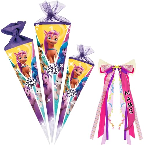 alles-meine.de GmbH Schultüte - Mein kleines Pony - 70-85 cm - Größe wählbar - Spitze wählbar - inkl. Name + Verschluß-Schleife - Zuckertüte - Tüll - oder Filzabschluß - eckig .. von alles-meine.de GmbH