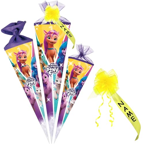 alles-meine.de GmbH Schultüte - Mein kleines Pony - 70-85 cm - Größe wählbar - Spitze wählbar - inkl. Name + Verschluß-Schleife - Zuckertüte - Tüll - oder Filzabschluß - eckig .. von alles-meine.de GmbH