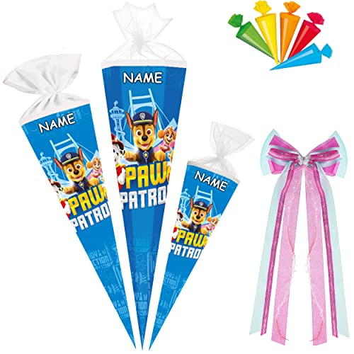 alles-meine.de GmbH Schultüte - Paw Patrool 35-100 cm Größe wählbar inkl. Name + Bänder Schleife + 5 kleine Zuckertüten - Zuckertüte - Tüllabschluß/Filzabschluß - eckig.. von alles-meine.de GmbH