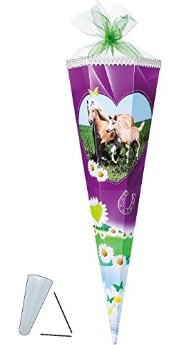 Schultüte - Pferd Pferdewiese - 100 cm - 12 eckig - mit Organzaabschluß - mit/ohne Kunststoff Spitze - Zuckertüte - Nestler - für Mädchen - Pferd Blumen.. Schultüte - Pferd Pferdewiese - 100 cm - 12 eckig - mit Organzaabschluß - mit/ohne Kunststoff Spitze - Zuckertüte - Nestler - für Mädchen - Pferd Blumen.. von alles-meine.de GmbH